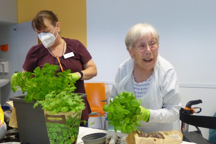 Senior*innen im AWO Carolus Seniorenzentrum gestalten Hochbeete 7